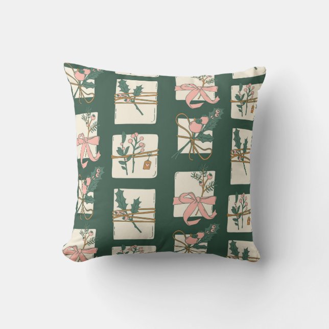 Festive Gift Wrappings Throw Pillow (Front)