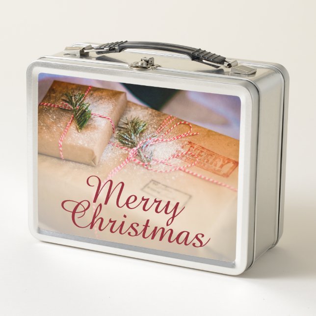 Festive gifts as Christmas motif Metal Lunch Box (Front)