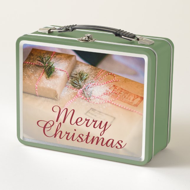 Festive gifts as Christmas motif Metal Lunch Box (Front)