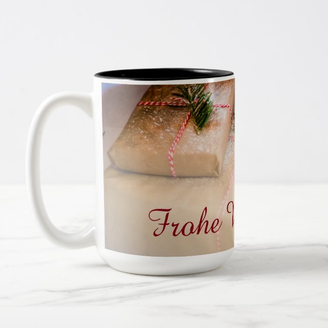 Festive gifts as Christmas motif Two-Tone Coffee Mug (Left)