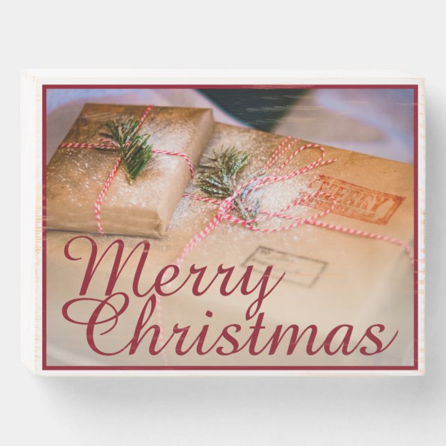 Festive gifts as Christmas motif Wooden Box Sign (Front Horizontal)