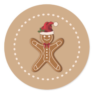 Festive Gingerbread Christmas Cookie Classic Round Sticker