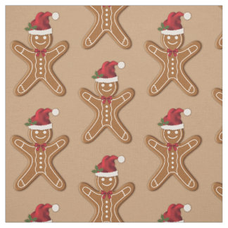 Festive Gingerbread Christmas Cookie Pattern Fabric