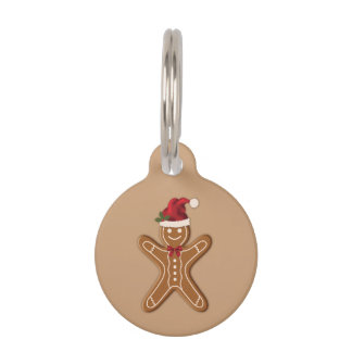 Festive Gingerbread Christmas Cookie Pet ID Tag