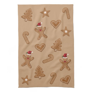 Festive Gingerbread Christmas Cookie Shapes  Kitchen Towel