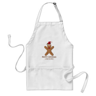 Festive Gingerbread Christmas Cookie With Text Adult Apron
