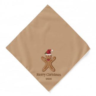 Festive Gingerbread Christmas Cookie With Text Bandana