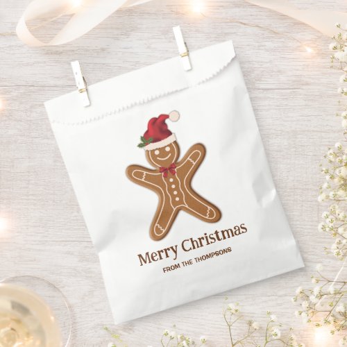 Festive Gingerbread Christmas Cookie With Text Favor Bag