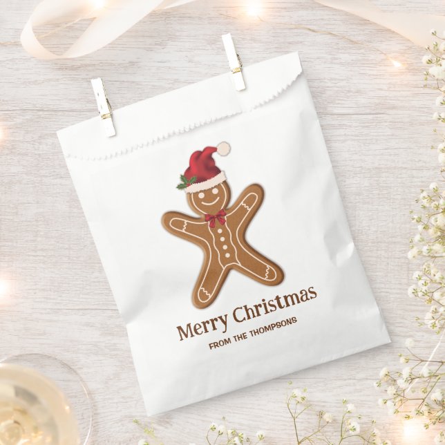 Festive Gingerbread Christmas Cookie With Text Favor Bag (Clipped)