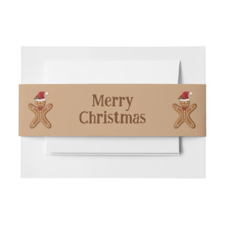Festive Gingerbread Christmas Cookie With Text Invitation Belly Band