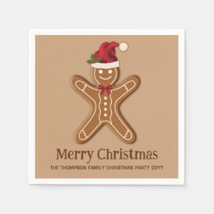 Festive Gingerbread Christmas Cookie With Text Napkins