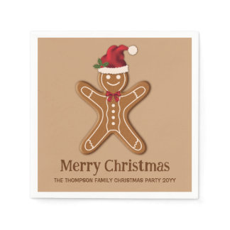 Festive Gingerbread Christmas Cookie With Text Napkins