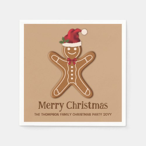 Festive Gingerbread Christmas Cookie With Text Napkins