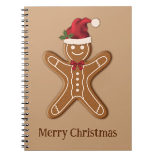 Festive Gingerbread Christmas Cookie With Text Notebook