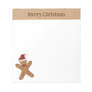 Festive Gingerbread Christmas Cookie With Text Notepad