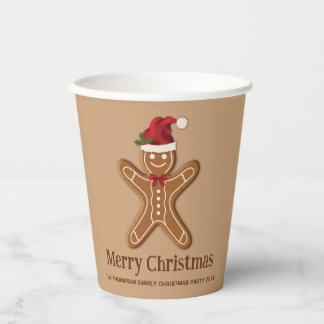 Festive Gingerbread Christmas Cookie With Text Paper Cups