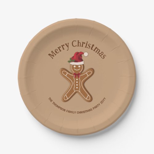 Festive Gingerbread Christmas Cookie With Text Paper Plates