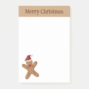 Festive Gingerbread Christmas Cookie With Text Post-it Notes