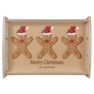 Festive Gingerbread Christmas Cookies With Text Serving Tray