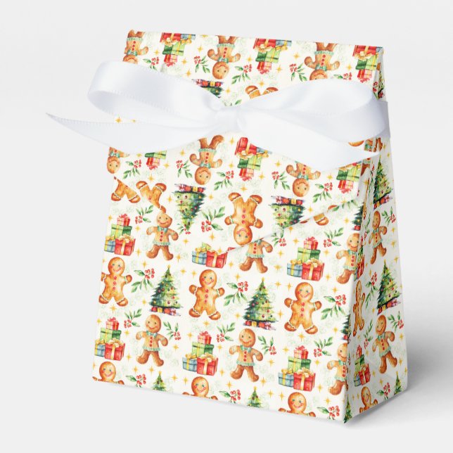 Festive Gingerbread Christmas  Favor Boxes (Front Side)