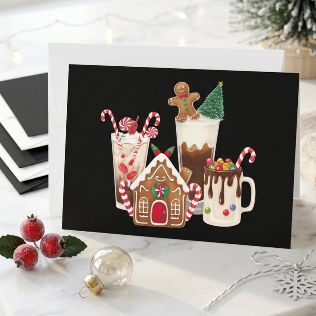 Festive Gingerbread Coffee and Hot Cocoa Christmas Holiday Card (Creator Uploaded)