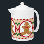 Festive Gingerbread cookie Christmas Teapot<br><div class="desc">design by www.etsy.com/Shop/KidIlustrationDesign</div>