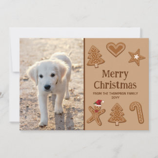 Festive Gingerbread Cookie Shapes And Custom Photo Holiday Card