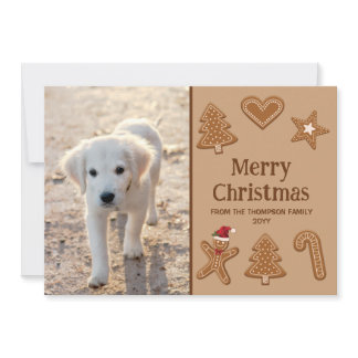 Festive Gingerbread Cookie Shapes And Custom Photo Holiday Card