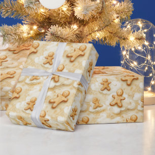 Festive Gingerbread Cookie Swirl Wrapping Paper
