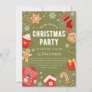 Festive Gingerbread Cookies Christmas Party Card