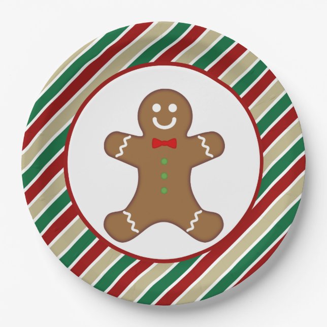 Festive gingerbread Holiday party Paper Plates (Front)
