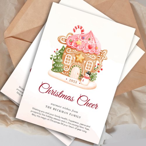 Festive Gingerbread House Christmas Holiday Card