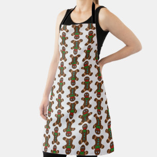Festive Gingerbread Man Christmas Pattern Apron