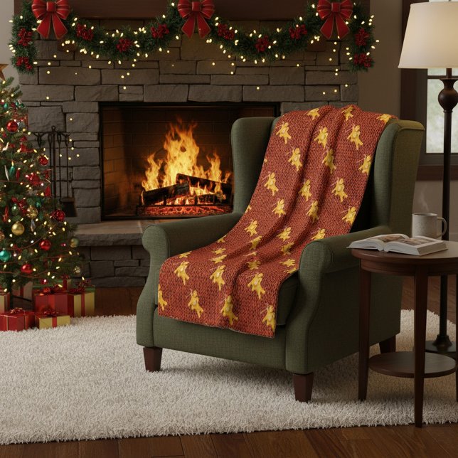 Festive Gingerbread Man & Knit Pattern Christmas  Fleece Blanket (Creator Uploaded)