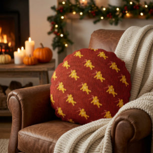 Festive Gingerbread Man & Knit Pattern Christmas Round Pillow