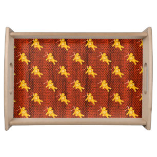 Festive Gingerbread Man & Knit Pattern Christmas Serving Tray