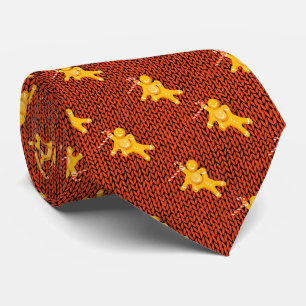 Festive Gingerbread Man on Cozy Knit Christmas Neck Tie