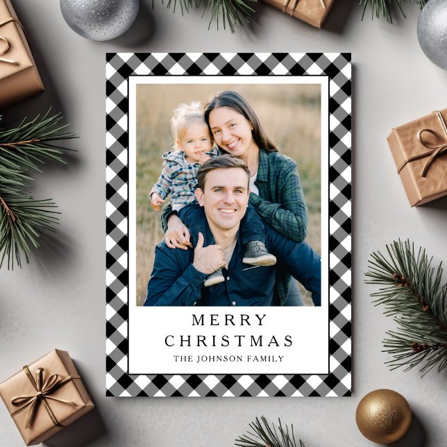 Festive Gingham Photo Christmas Holiday Card (Festive Gingham Photo Christmas Holiday Card)
