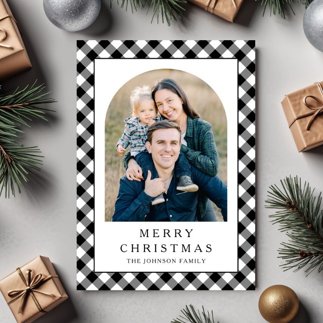 Festive Gingham Photo Christmas Holiday Card (Festive Gingham Photo Christmas Holiday Card)