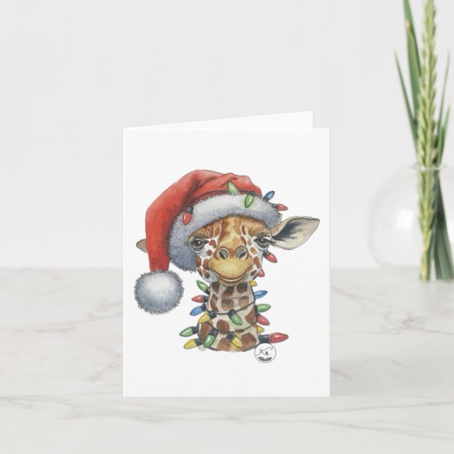 Festive Giraffe Greetings Card (Front)