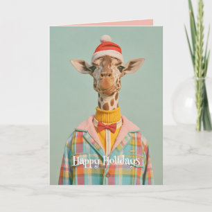 Festive Giraffe in Colorful Holiday Style Card