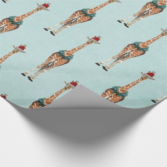 FESTIVE GIRAFFE Wrapping Paper (Corner)