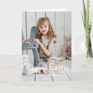 Festive Girl with Rabbits Happy Easter Photo Holiday Card