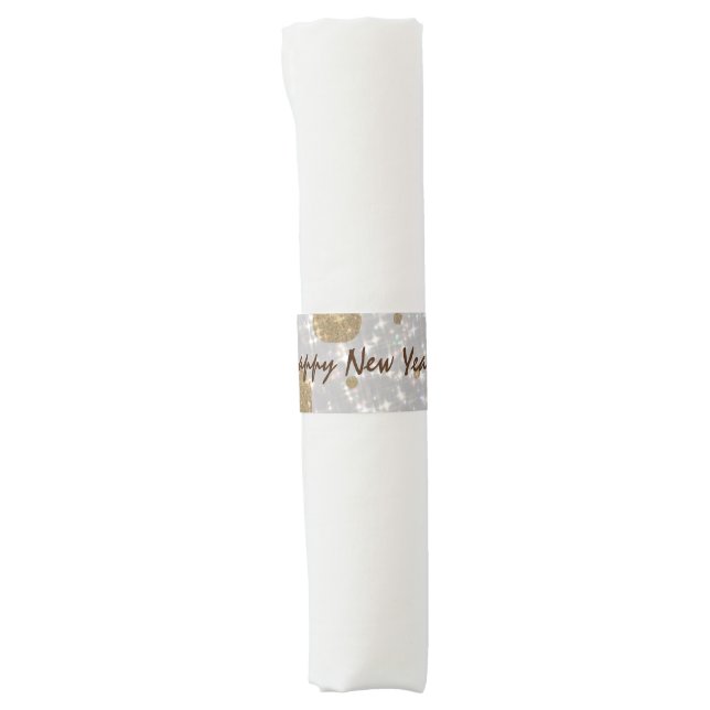 Festive Glitter Happy New Year Napkin Bands (Front)