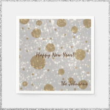 Festive Glitter Silver & Gold Happy New Year