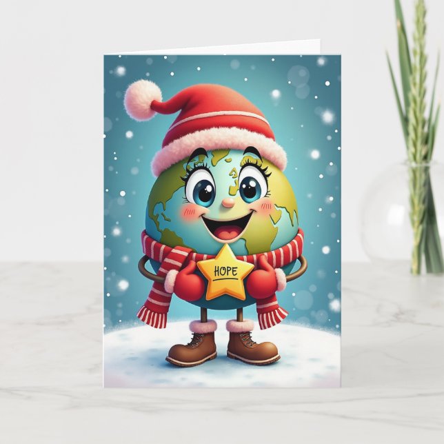 Festive Globe Holiday Card (Front)