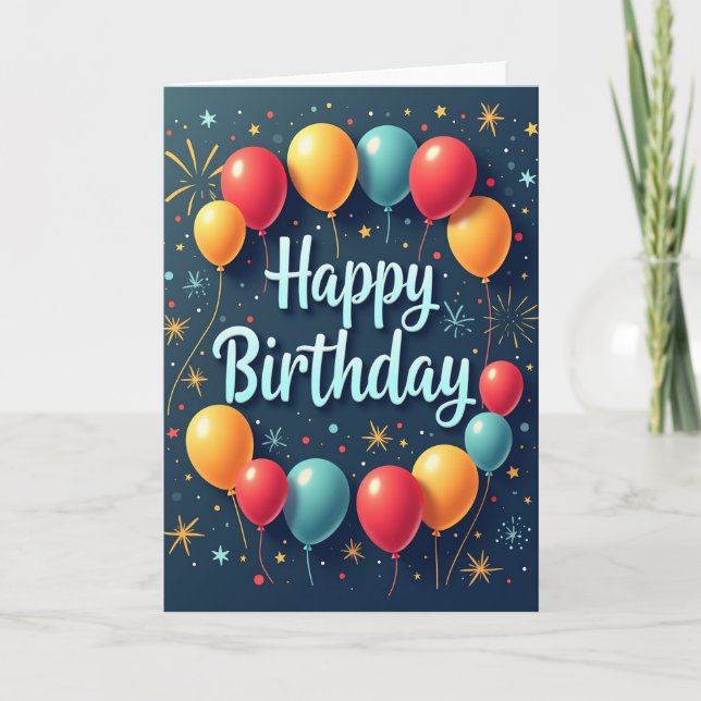 Festive Glossy Balloon Card (Front)