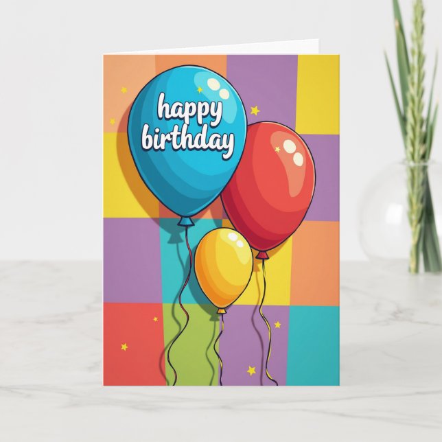 Festive Glossy Balloons Card (Front)