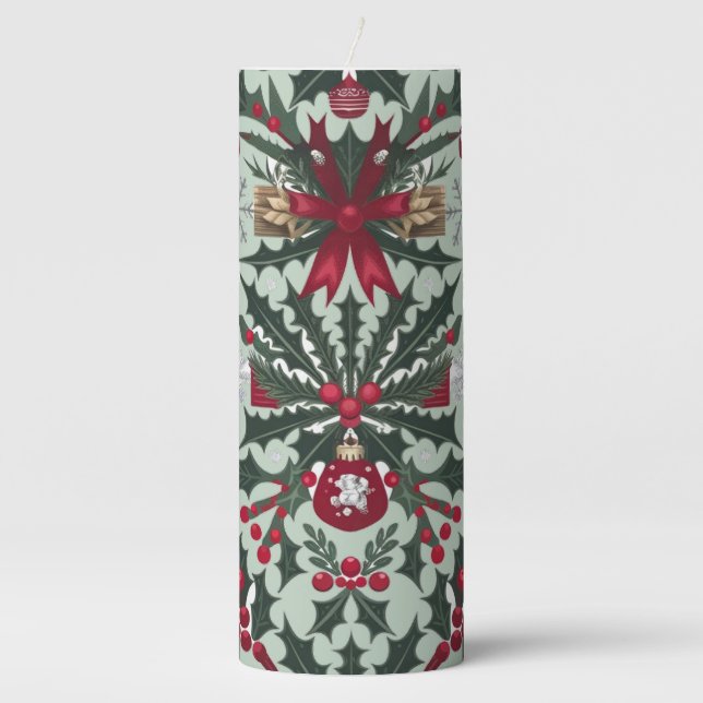 "Festive Glow: Pillar Candle (Front)