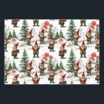 Festive Gnome and Mushroom Woodland Christmas Wrapping Paper Sheets<br><div class="desc">his wrapping paper pattern features cheerful gnomes in festive red hats and outfits, scattered throughout a snowy woodland scene. The gnomes have joyful expressions, with some carrying holly and berries. They are surrounded by wintry elements such as evergreen trees dusted with snow and bright red mushrooms with white spots. The...</div>